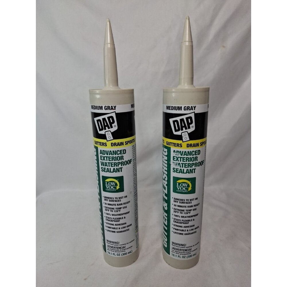 2 Pk Dap MEDIUM GRAY Polymer GUTTER & FLASHING Self-Leveling Sealant 9 oz. 01835